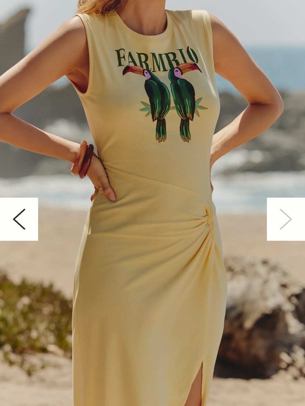 Farm Rio Yellow Toucan Graphic Midi Dress